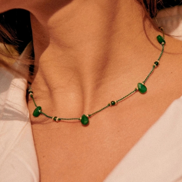 Sezane Harper  Green Quartzite Necklace - Picture 2 of 6